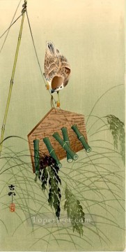 gorrión y espantapájaros Ohara Koson pájaros Pinturas al óleo